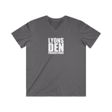 Load image into Gallery viewer, LDP "White" Logo V-Neck Tee — Lyons Den Productions Logo Shirt