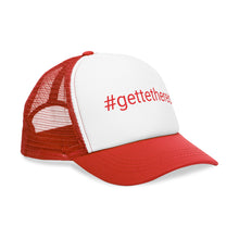 Load image into Gallery viewer, #gettethered Hashtag in Red Mesh Cap