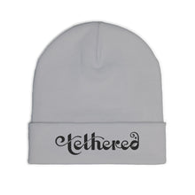 Load image into Gallery viewer, Embroidered Tethered 2025 Knit Beanie — Cozy Winter Hat with Script Embroidery