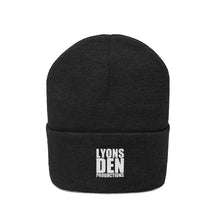 Load image into Gallery viewer, Lyons Den Productions White Logo Knit Beanie