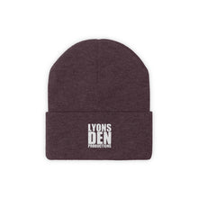 Load image into Gallery viewer, Lyons Den Productions White Logo Knit Beanie