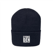 Load image into Gallery viewer, Lyons Den Productions White Logo Knit Beanie