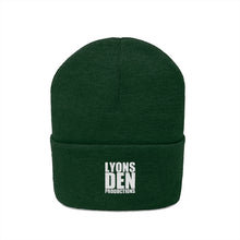 Load image into Gallery viewer, Lyons Den Productions White Logo Knit Beanie