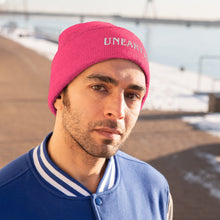 Load image into Gallery viewer, Unearth White Logo Knit Beanie