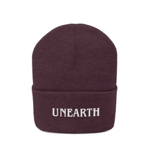 Load image into Gallery viewer, Unearth White Logo Knit Beanie