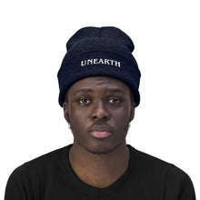 Load image into Gallery viewer, Unearth White Logo Knit Beanie