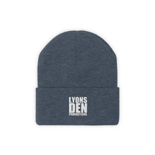 Load image into Gallery viewer, Lyons Den Productions White Logo Knit Beanie