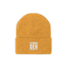 Load image into Gallery viewer, Lyons Den Productions White Logo Knit Beanie
