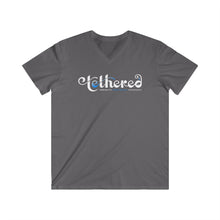 Load image into Gallery viewer, Tethered 2025 Fitted Logo V‑Neck Tee — Stylized Script Graphic T‑Shirt
