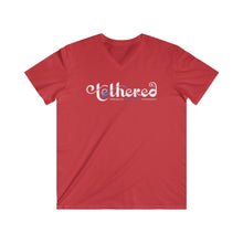 Load image into Gallery viewer, Tethered 2025 Fitted Logo V‑Neck Tee — Stylized Script Graphic T‑Shirt
