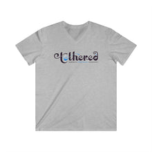 Load image into Gallery viewer, Tethered 2025 Fitted V-Neck T-Shirt – Stylized Script Logo Tee
