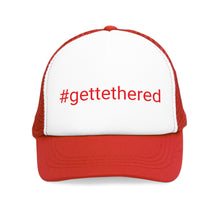 Load image into Gallery viewer, #gettethered Hashtag in Red Mesh Cap
