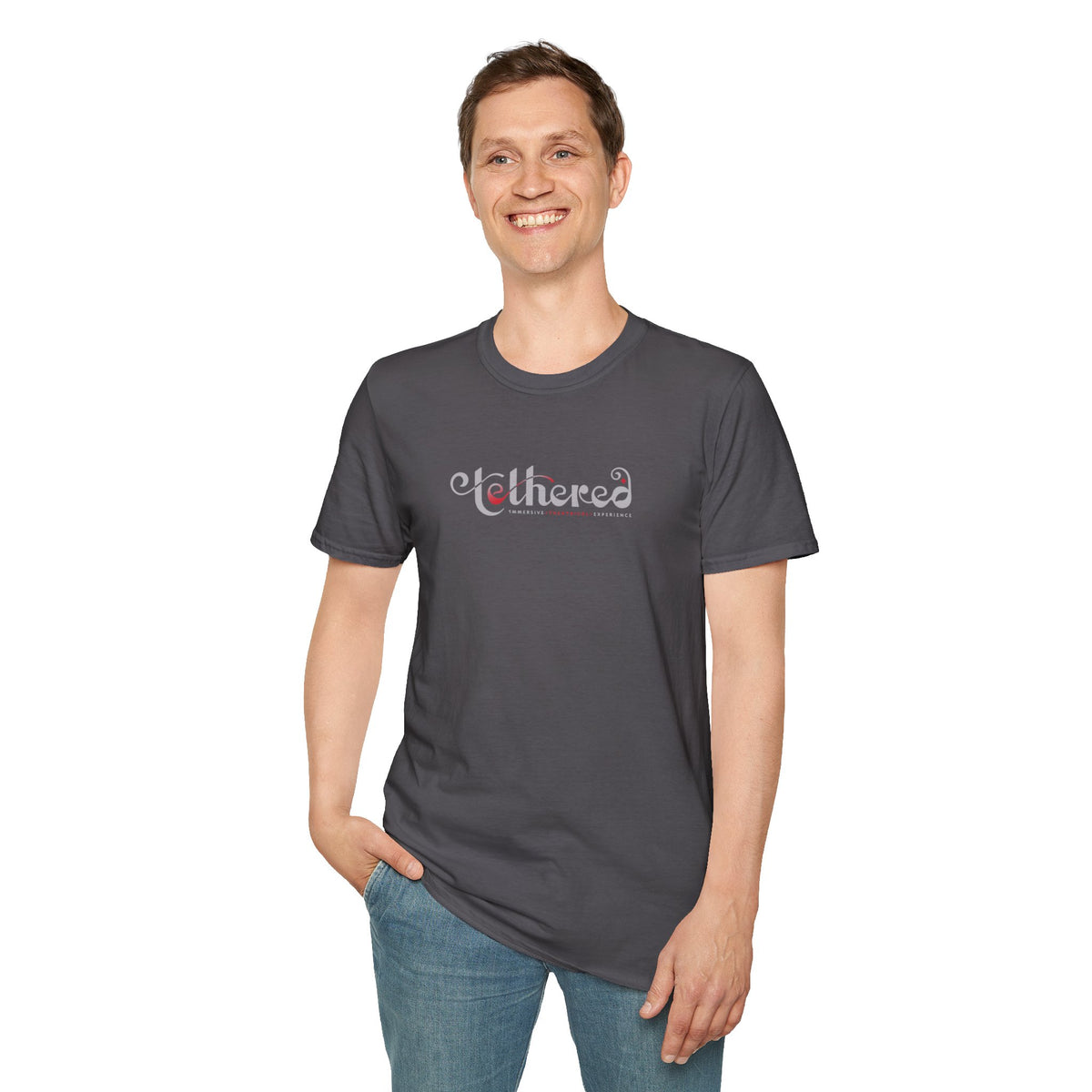 Tethered "White" Logo Unisex Softstyle T-Shirt