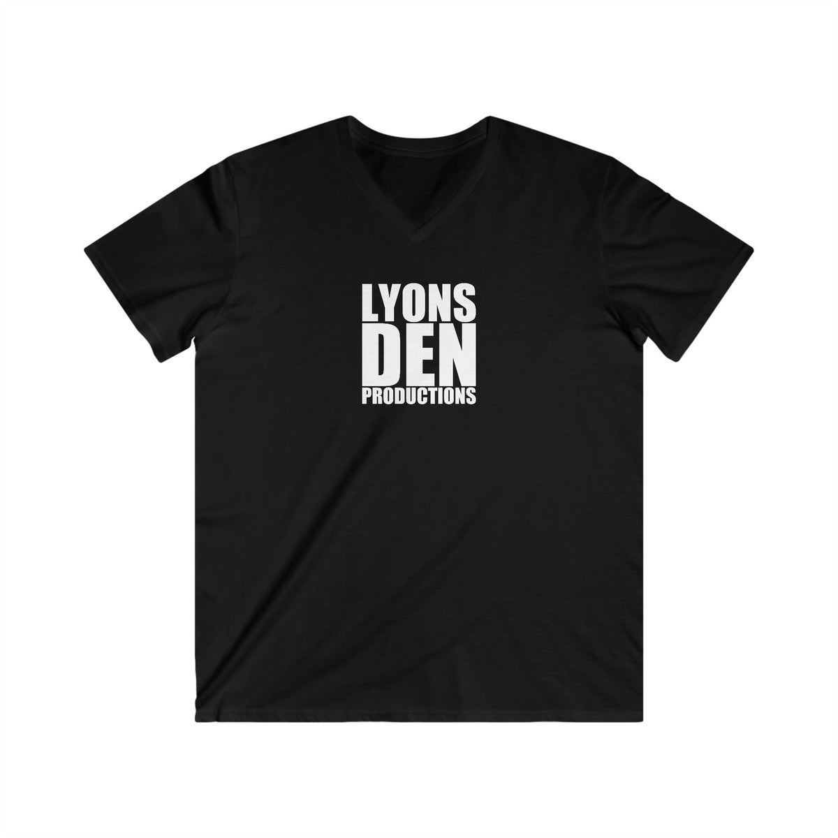 LDP "White" Logo V-Neck Tee — Lyons Den Productions Logo Shirt