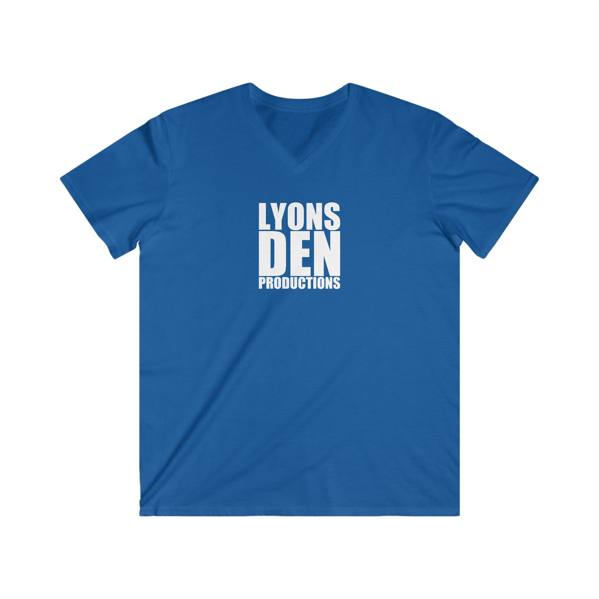 LDP "White" Logo V-Neck Tee — Lyons Den Productions Logo Shirt