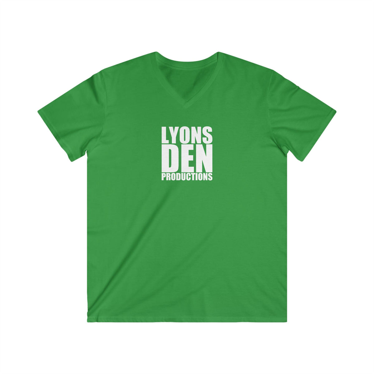 LDP "White" Logo V-Neck Tee — Lyons Den Productions Logo Shirt