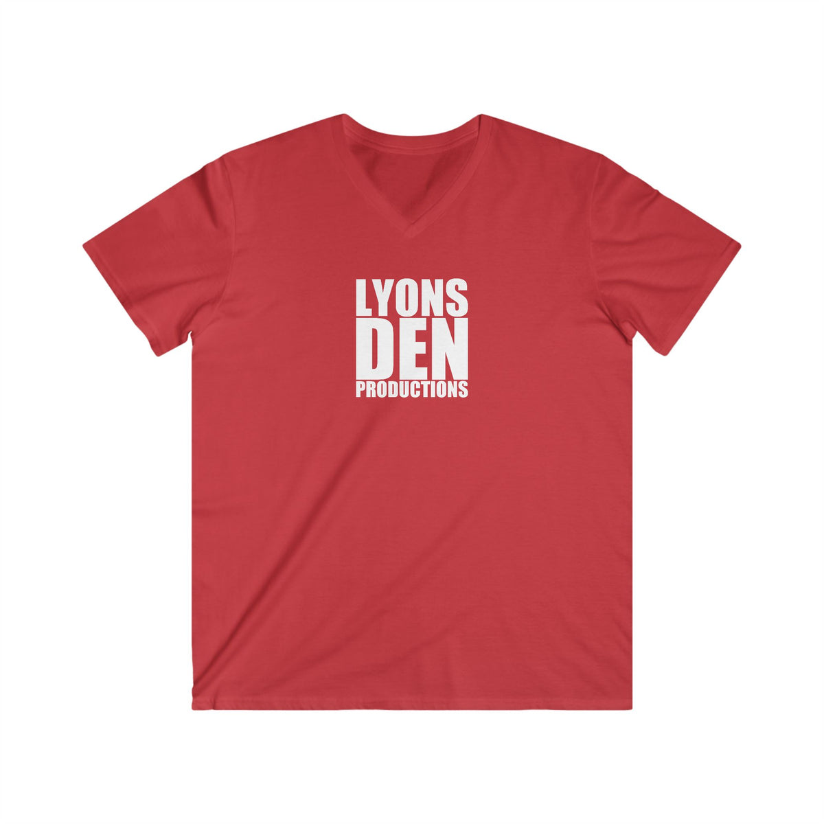 LDP "White" Logo V-Neck Tee — Lyons Den Productions Logo Shirt