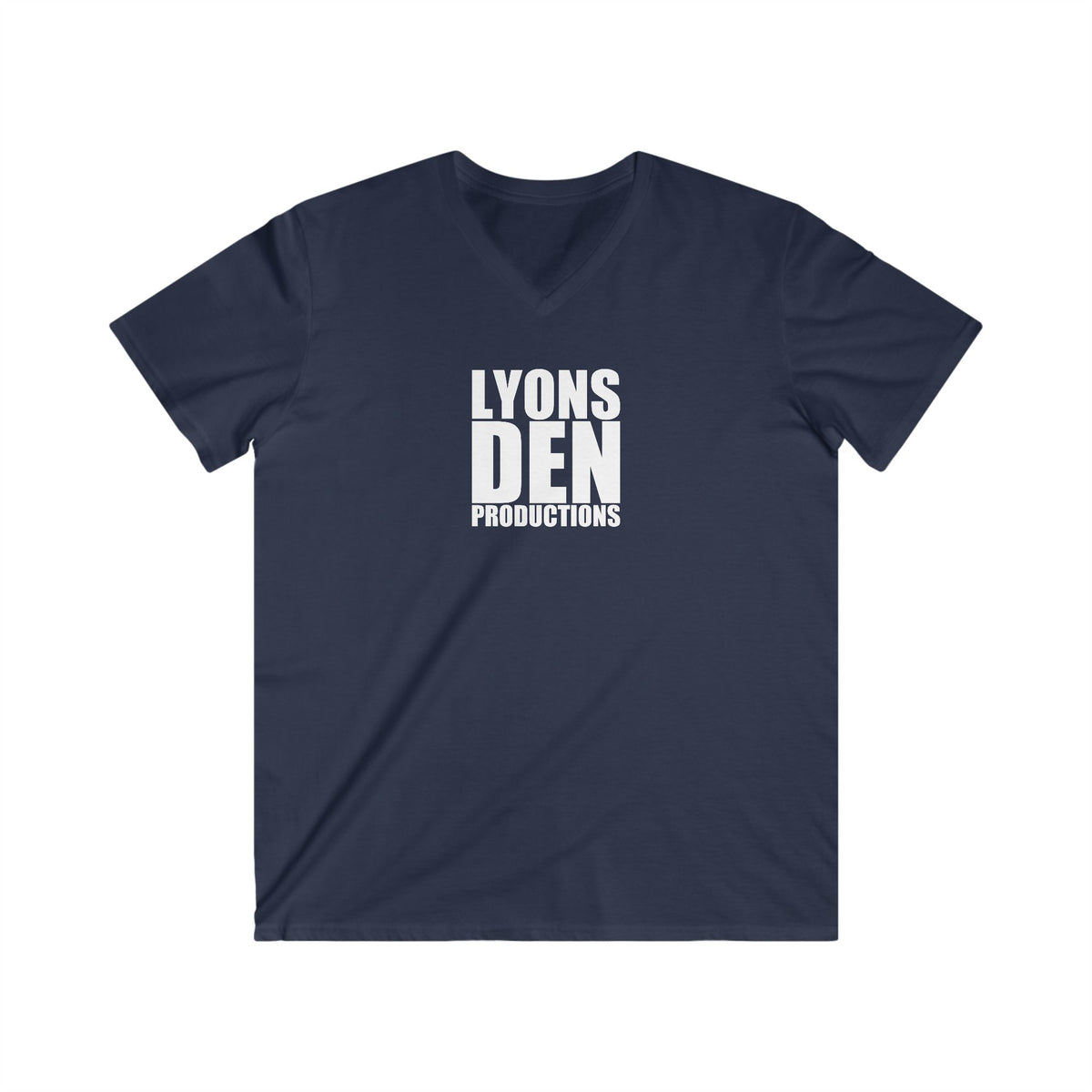 LDP "White" Logo V-Neck Tee — Lyons Den Productions Logo Shirt