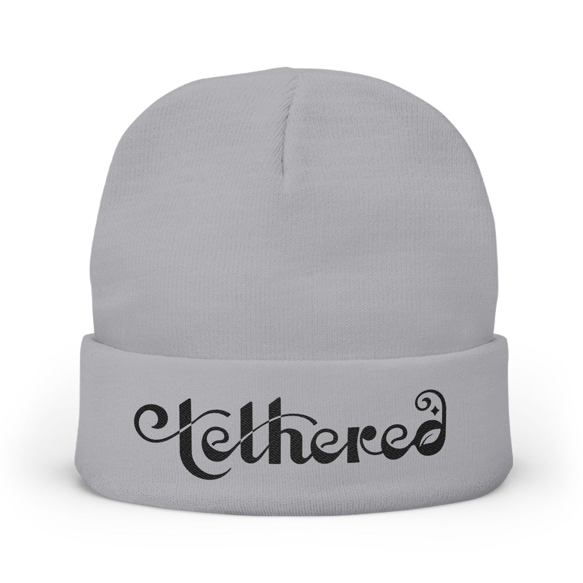 Embroidered Tethered 2025 Knit Beanie — Cozy Winter Hat with Script Embroidery