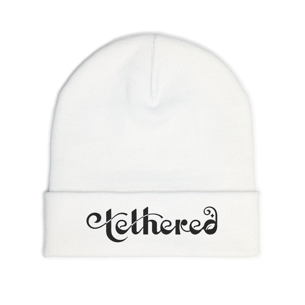 Embroidered Tethered 2025 Knit Beanie — Cozy Winter Hat with Script Embroidery