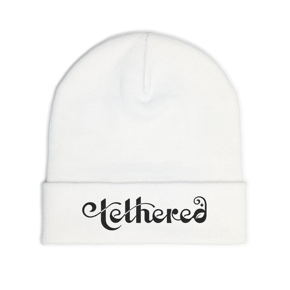 Embroidered Tethered 2025 Knit Beanie — Cozy Winter Hat with Script Embroidery