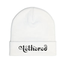 Load image into Gallery viewer, Embroidered Tethered 2025 Knit Beanie — Cozy Winter Hat with Script Embroidery
