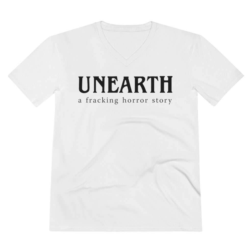 Unearth Black Logo Men's Lightweight V-Neck Semi-Fitted Tee