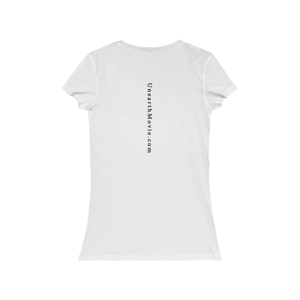 Unearth Black Logo Women's Jersey Short Sleeve Slim V-Neck Tee