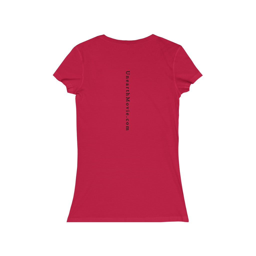 Unearth Black Logo Women's Jersey Short Sleeve Slim V-Neck Tee