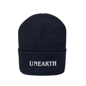 Unearth White Logo Knit Beanie