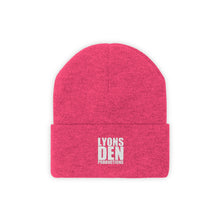 Load image into Gallery viewer, Lyons Den Productions White Logo Knit Beanie
