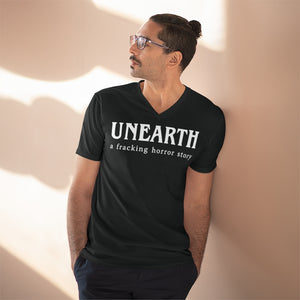 Unearth White Logo Men's Lightweight V-Neck Semi-Fitted Tee