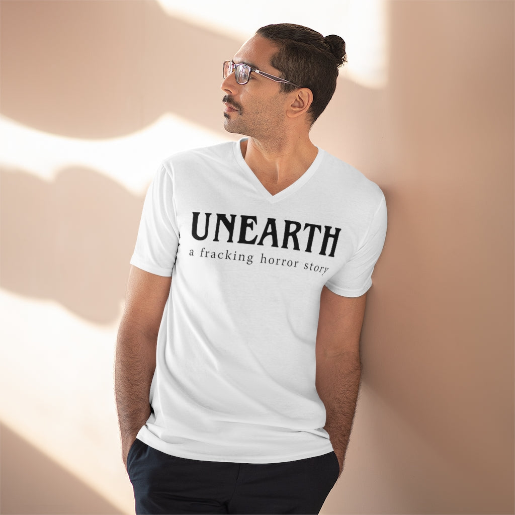 Unearth Black Logo Men's Lightweight V-Neck Semi-Fitted Tee