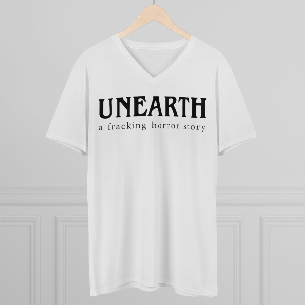 Unearth Black Logo Men's Lightweight V-Neck Semi-Fitted Tee
