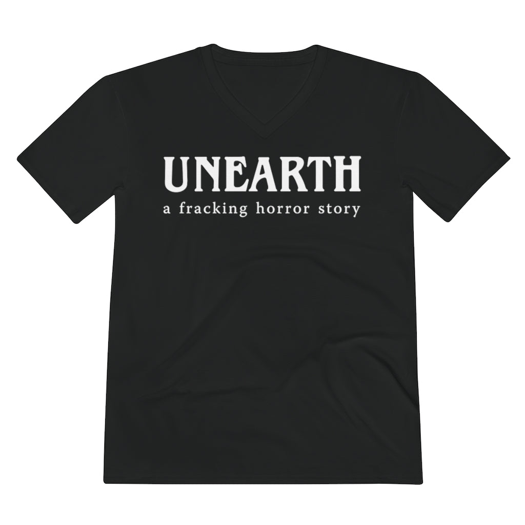 Unearth White Logo Men's Lightweight V-Neck Semi-Fitted Tee
