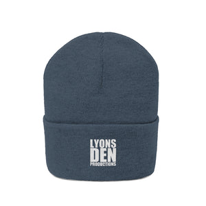 Lyons Den Productions White Logo Knit Beanie