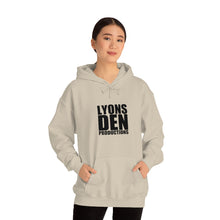 Load image into Gallery viewer, Lyons Den Productions Black Logo Unisex Heavy Blend™ Hooded Sweatshirt
